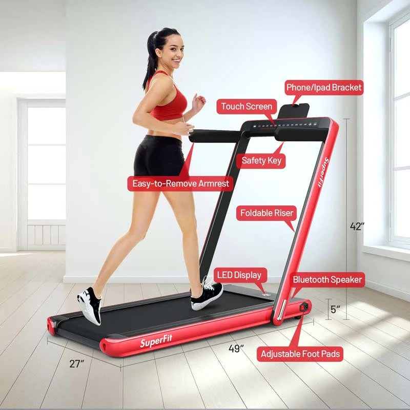 2 In 1 Folding Treadmill, 2.25 HP, 40 in x 16 in Running Area, Dual Display And App Control