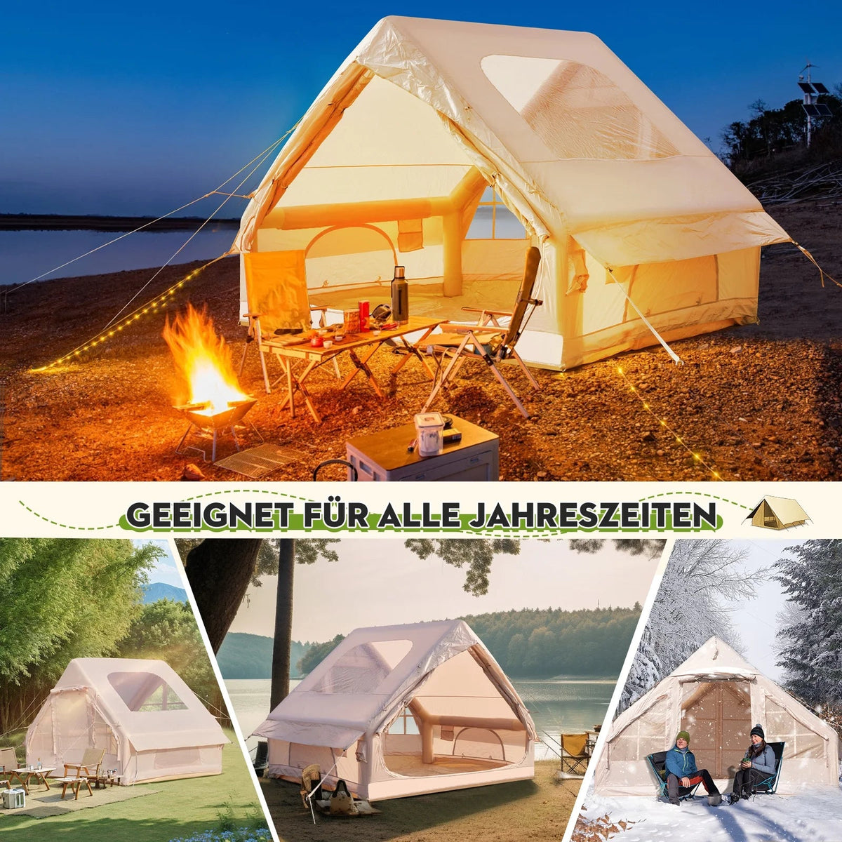 Gaonala Inflatable Camping Tent For 4-6 People, 420D Oxford Fabric - With Hand Pump
