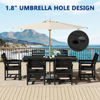 PIZZELLO Rectangular HDPE Outdoor Dining Table for 6, 66in, Black