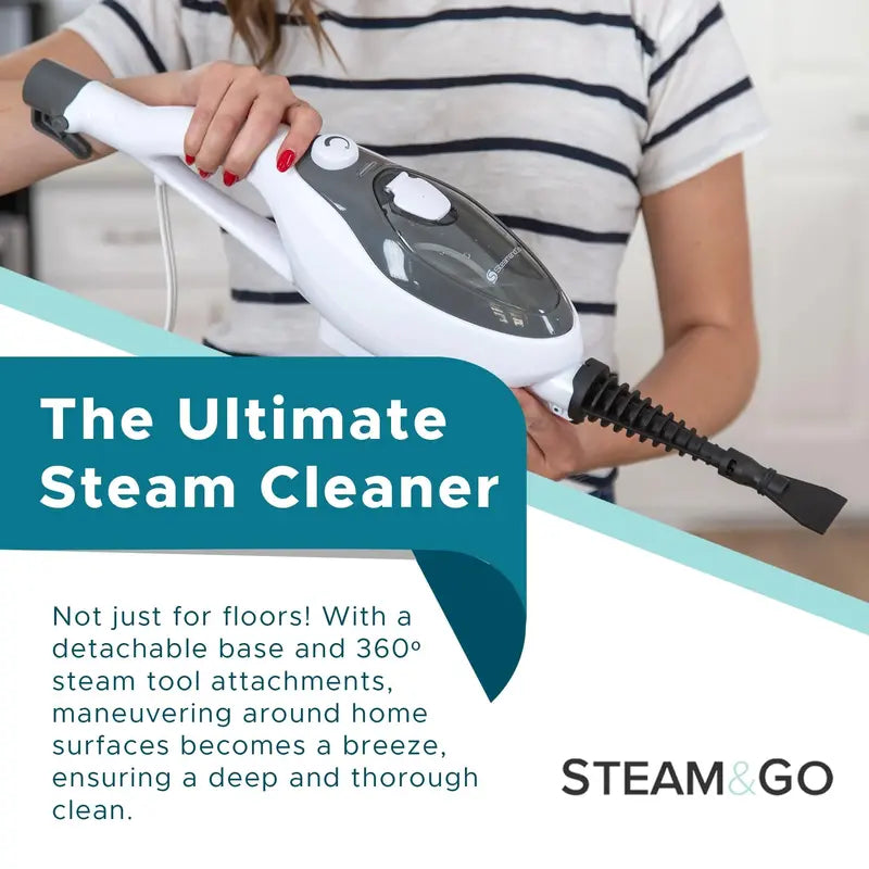 Steam And Go 10-In-1 Steam Mop With Dual Tank, 360 Degree Attachments And 20-ft Cord