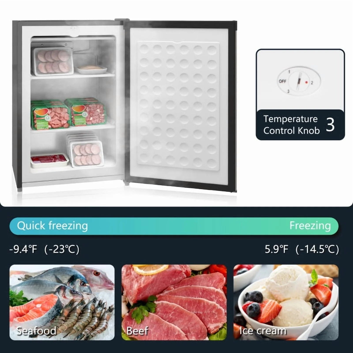 HOMCOM Upright Freezer, 3.0 Cubic Feet, Silver