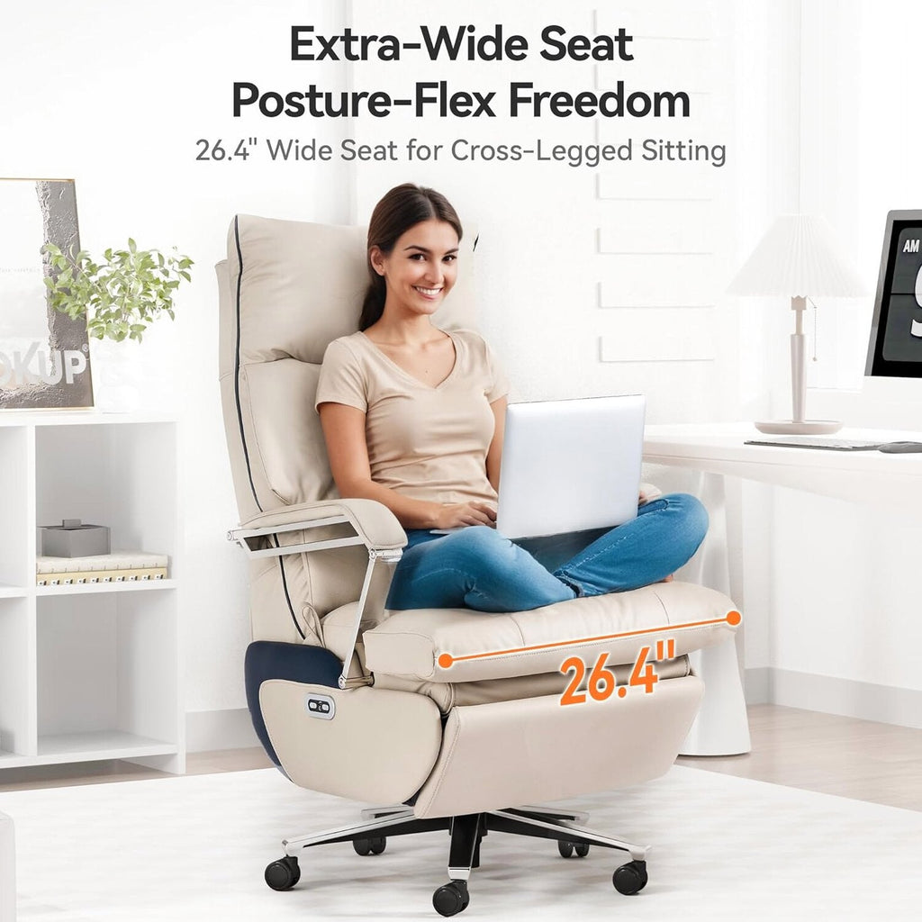OKUP M80 Dual Motor Executive Office Chair With Footrest, 420lbs, Beige