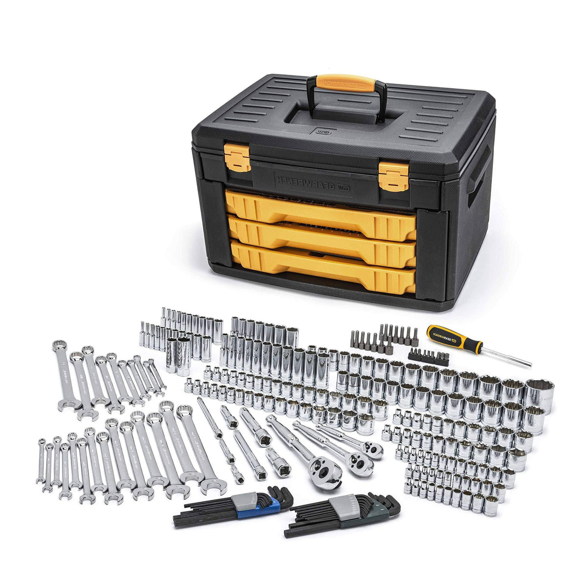 Allen 3-Drawer Mechanics Tool Set With SAE And Metric Sockets, Ratchets, Wrenches And Storage Case