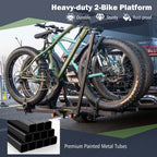 2 Inch Foldable Hitch Mount Bike Rack, 2 Bikes, Platform Carrier - Black