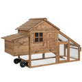 Best Choice Products Mobile Fir Wood Chicken Coop Tractor, 70in, Wheels, 2 Doors, Nest Box, Removable Tray