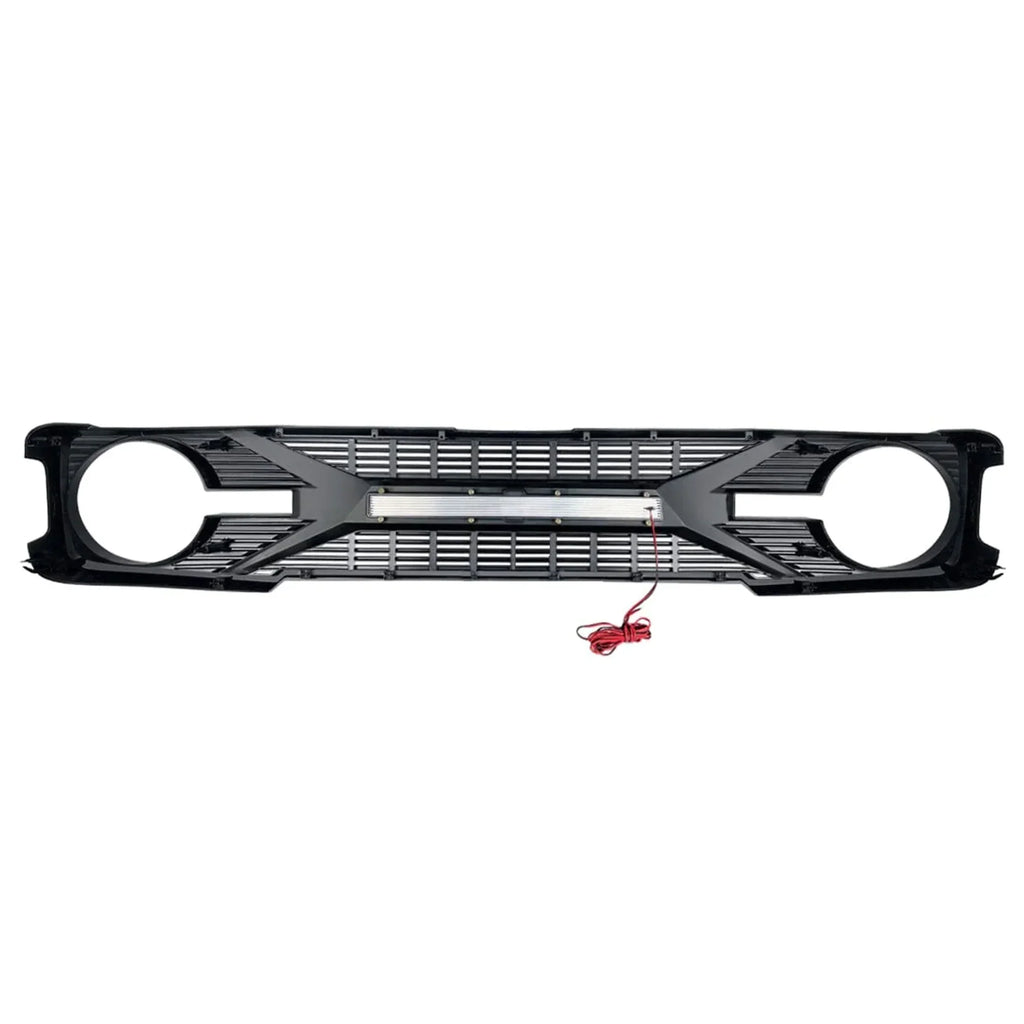 AMERICAN MODIFIED Tomahawk Grille With Lights for 2021-2024 Ford Bronco Without Front Camera - Matte Black