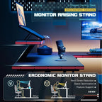 L-Shaped Gaming Computer Corner Desk With Monitor Stand - 220 lbs Capacity