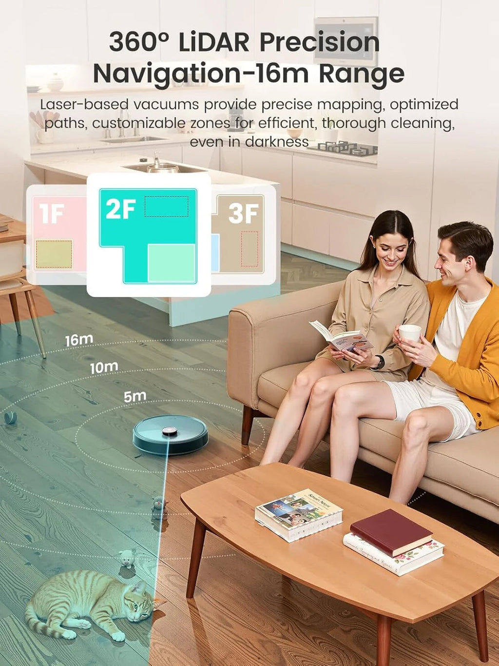 Lefant Robot Vacuum And Mop, 12000Pa Suction, All-In-One Base Station, Dual Spinning Mops - M3L