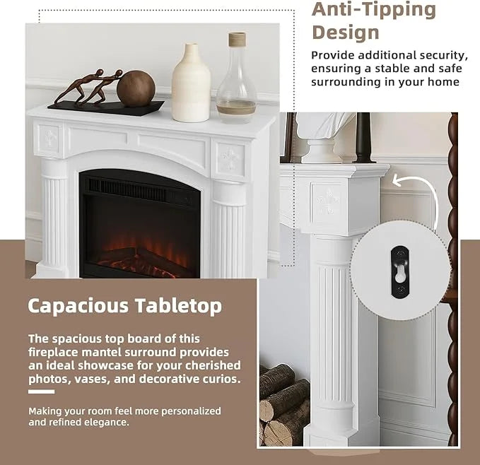 EPICOZY Fireplace Mantel Surround With Shelf, 43.3in - MDF