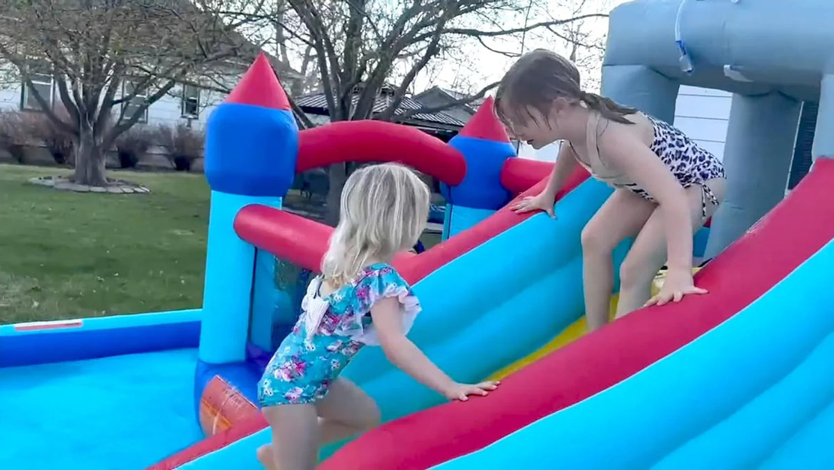 ROOJER Inflatable Water Slide Bounce House 8-in-1 With 450W Blower - Crocodile Water Park