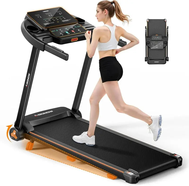 Foldable Home Treadmill With Adjustable Incline And Dual LED Display