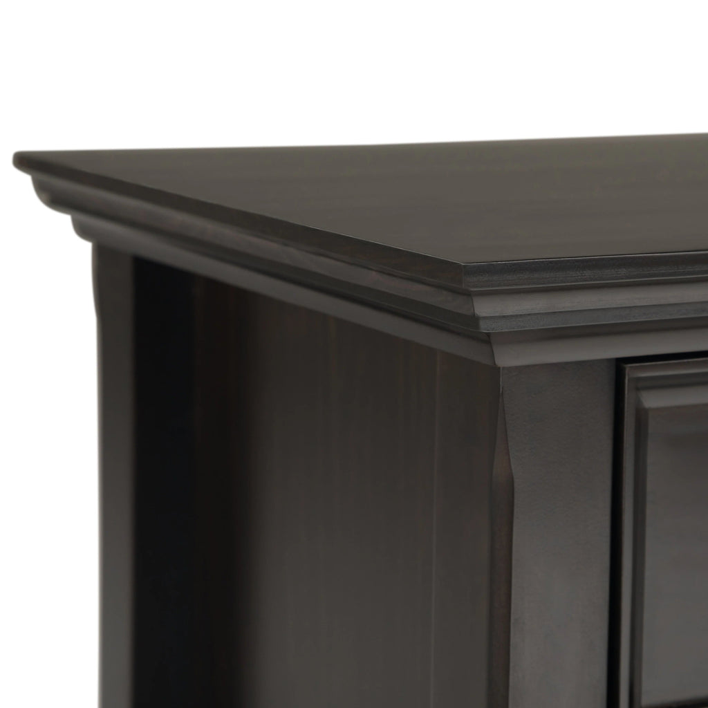 Solid Wood Nightstand With 2 Drawers And Open Shelf, 16 in D x 24 in W x 26 in H