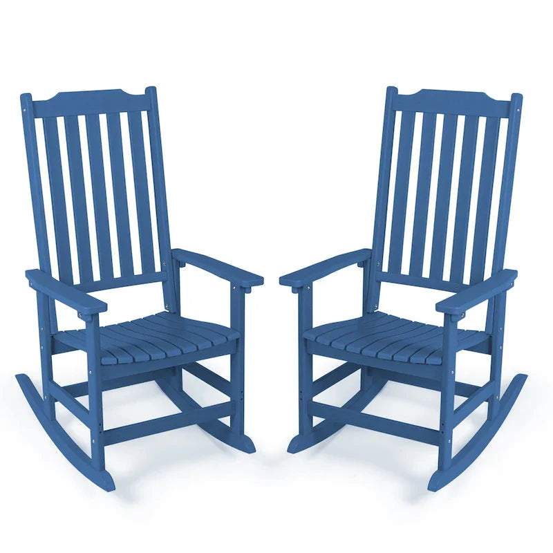 Vrakae Patio High-Back Rocking Chairs, 2-Piece, 21 x 34.6 x 46 Inches