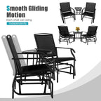 2-Person Double Swing Glider Chair With Glass Table, Steel And Fabric - 77in x 34in x 36in