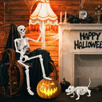 Ayieyill 2pcs Skeleton and Dog Skeleton Halloween Decorations Posable Skeletons Halloween Decorations Indoor Outdoor
