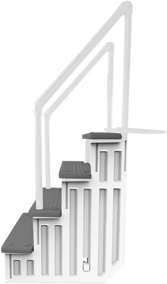 Aqua Select Anti-Slip In-Pool Steps, Gray, 28in W x 81in H, 300 lbs Capacity - For Above Ground Pools