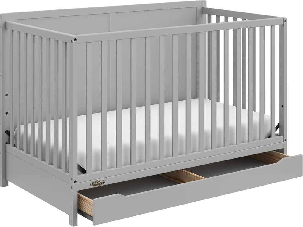 5-in-1 Convertible Baby Crib With Storage Drawer - Black