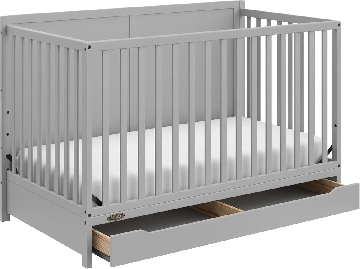 5-in-1 Convertible Baby Crib With Storage Drawer - Black