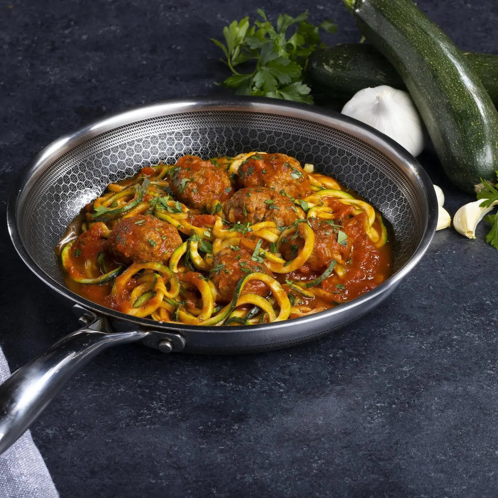 Hybrid Stainless Steel Pan Set With Glass Lids, 6-Piece, 8-Inch, 10-Inch And 12-Inch, Black
