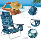2-Pack 5-Position Outdoor Folding Backpack Beach Chairs With Side Table Set