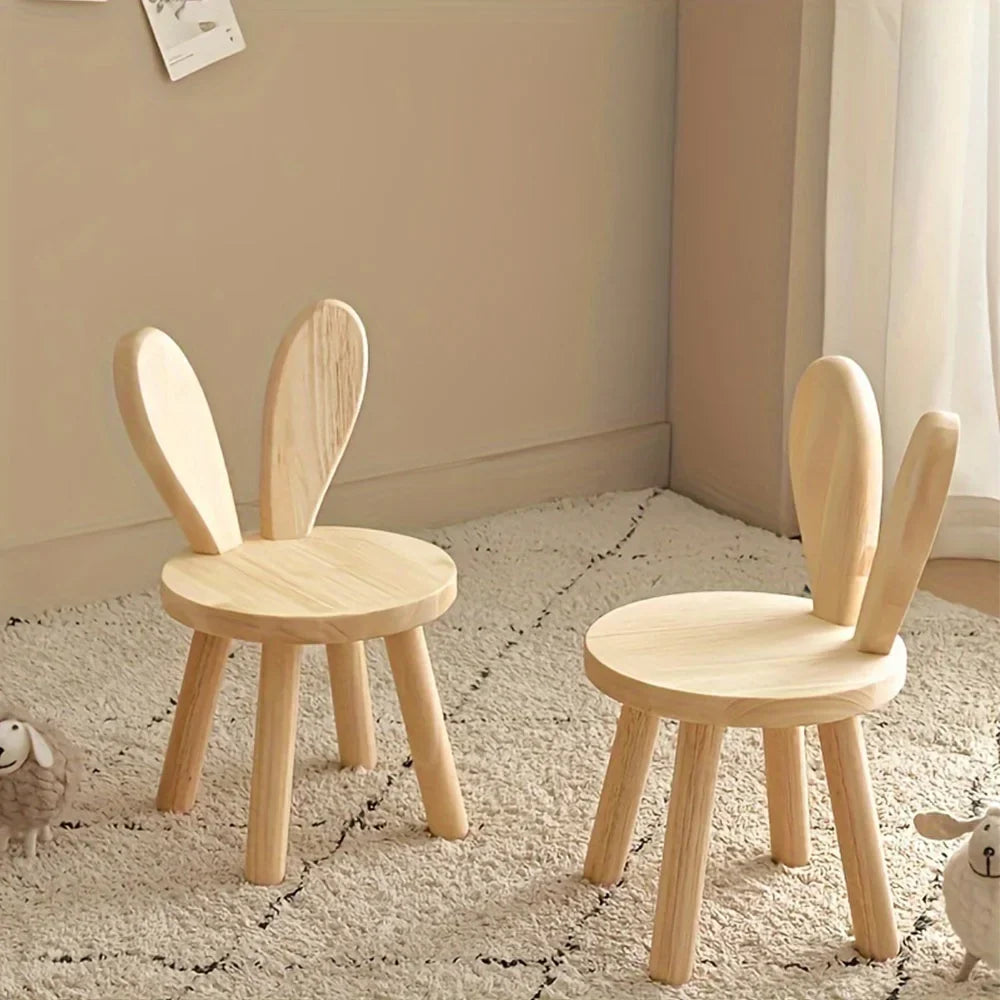 Ecoboom Wooden Rabbit Ears Stools, 2pcs - Rubber Wood