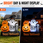 6ft Halloween Inflatable Outdoor Decorations, Lighted Pumpkin Ghost Skeleton with Bat, Built-in LED Lights, Blow Up Halloween Yard Decoration for Lawn, Porch & Party