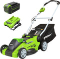 Greenworks Cordless Lawn Mower 40V 16in 4.0Ah Battery And Charger - 45Min Runtime