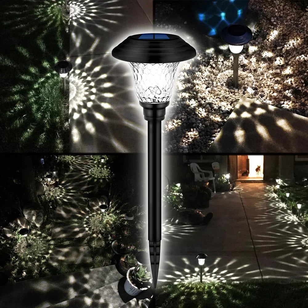 Solar Garden Landscape Lights, 8 Pack - Waterproof Glass Stainless Steel Auto-On/Off
