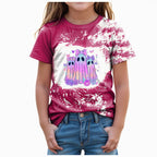 CAUYDY Halloween Ghouls Ghost Retro Girl Kids T-Shirt Graphic Tshirt Little Kids Fall Short Sleeve Tee Tops(Orange, 8-9 Y)