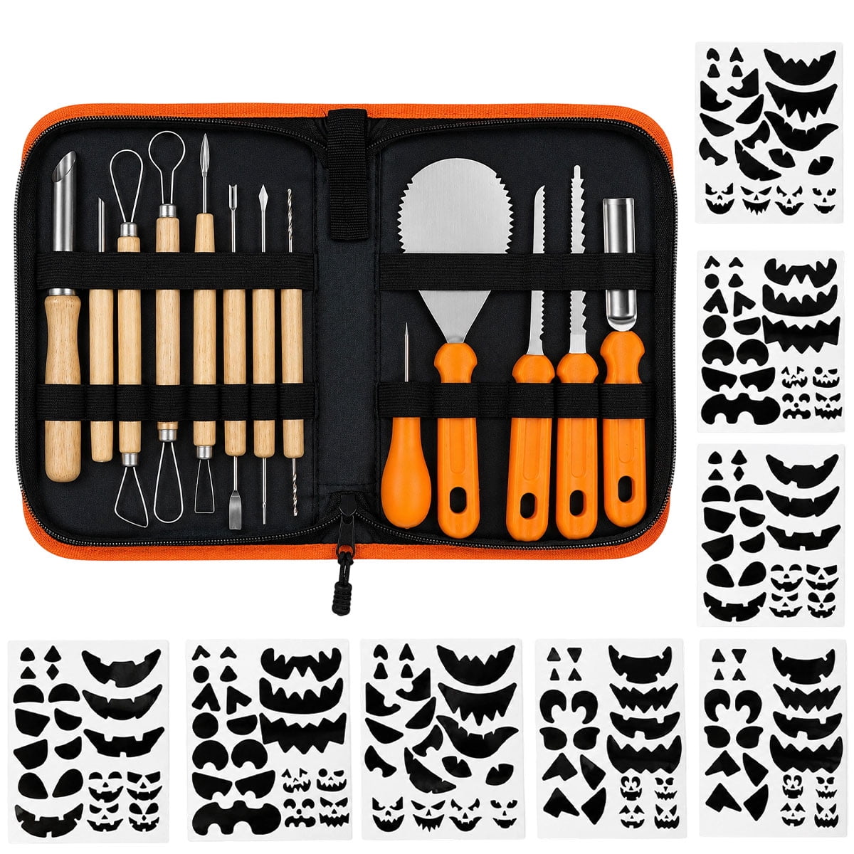 Halloween Pumpkin Carving Kit Pumpkin Carving Stickers Professional Detail Sculpting Tools Double-Side Sculpting Tool for Halloween Decoration