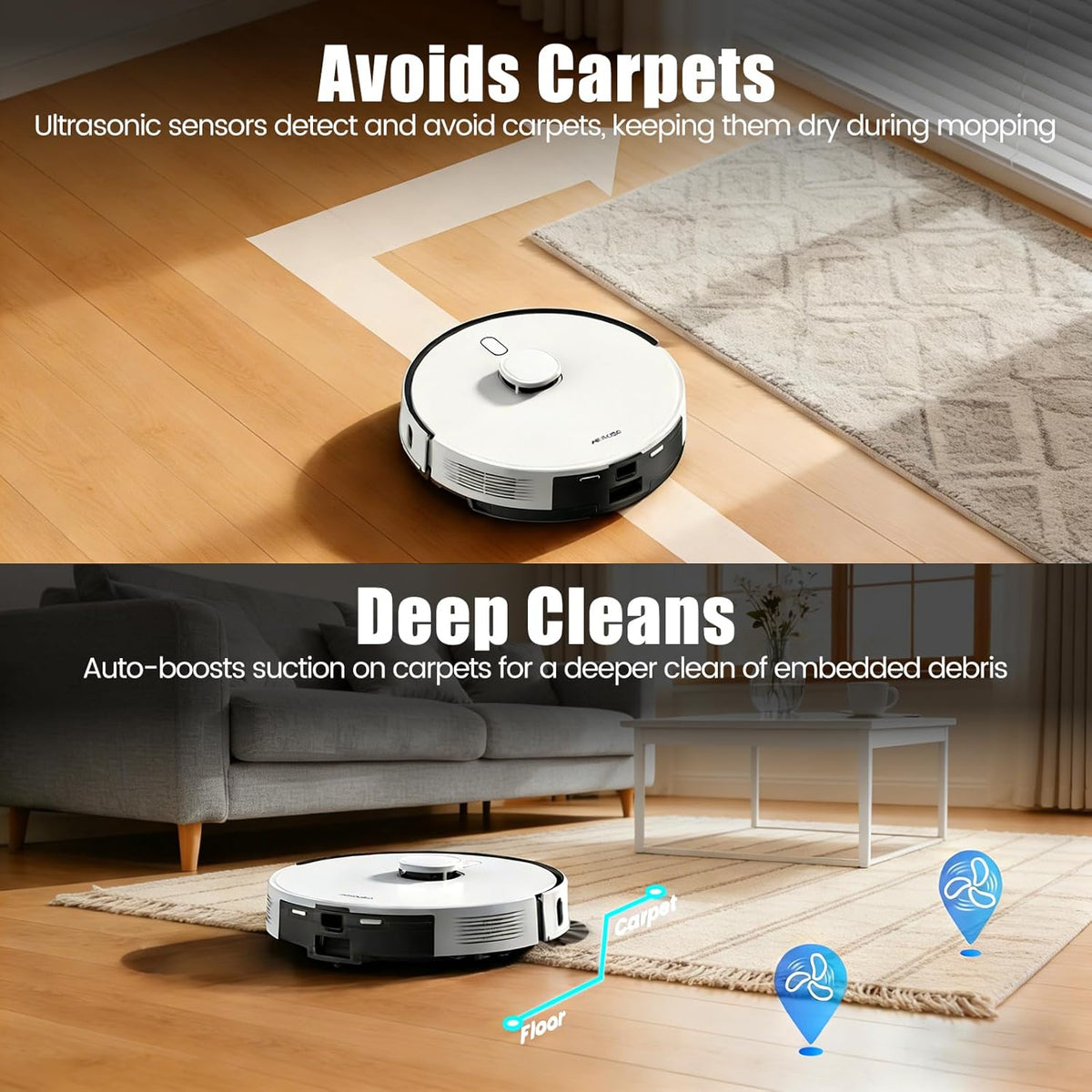 AIRROBO Robot Vacuum And Mop With Self-Emptying 75-Day Capacity