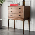 Walnut Ash Wood Chest Cabinet With 3 Drawers, 23.6 x 14.2 x 31.5 in