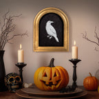 My Texas House B&W Crow Halloween Art 8x10 Antique Gold Arch MDF Framed Antique Paper