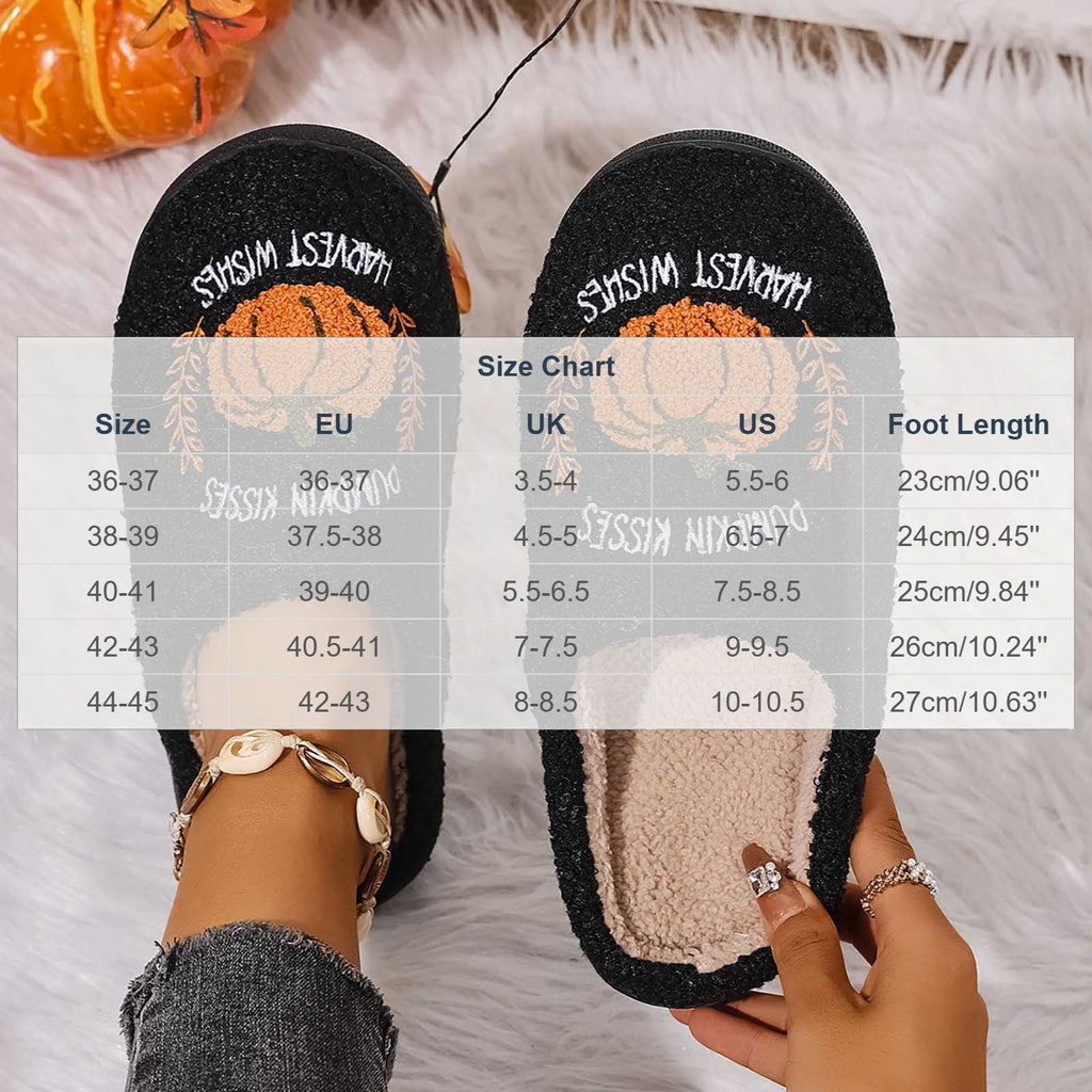 SAWOBUUN Womens Mens Halloween Pumpkin Slippers Cozy Fuzzy Closed Toe House Slippers Fall Harvest Plush Warm Indoor Slippers