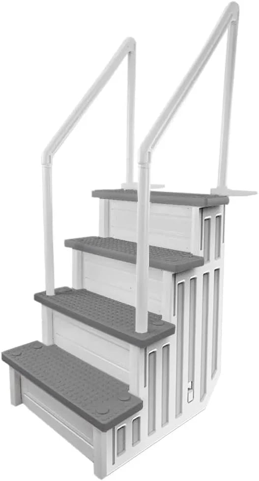 Aqua Select Anti-Slip In-Pool Steps, Gray, 28in W x 81in H, 300 lbs Capacity - For Above Ground Pools