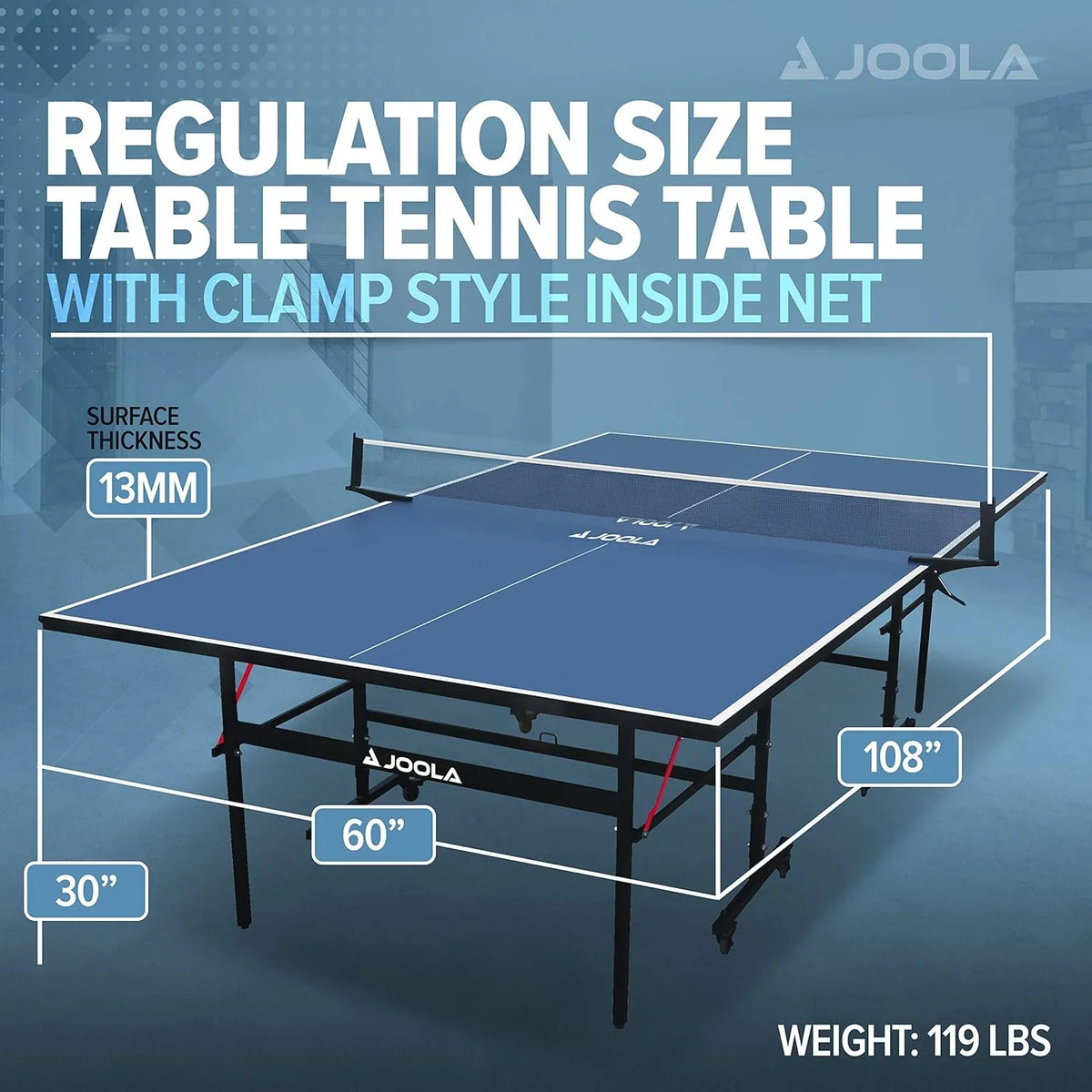 JOOLA Inside Professional Indoor Ping Pong Table, 13mm MDF, 108in x 60in x 30in - Inside