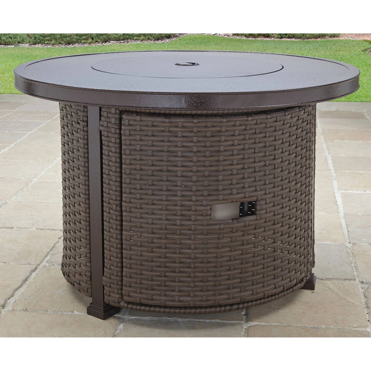 Better Homes & Gardens Propane Gas Fire Pit Table, 37 in Round, 50,000 BTU, Glass Beads, Metal Lid And Protective Cover - Colebrooke