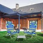 2-Pack 5-Position Outdoor Folding Backpack Beach Chairs With Side Table Set