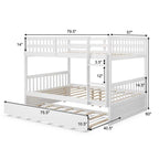 Full Over Full Convertible Bunk Bed Frame With Trundle, Ladder And Guardrails