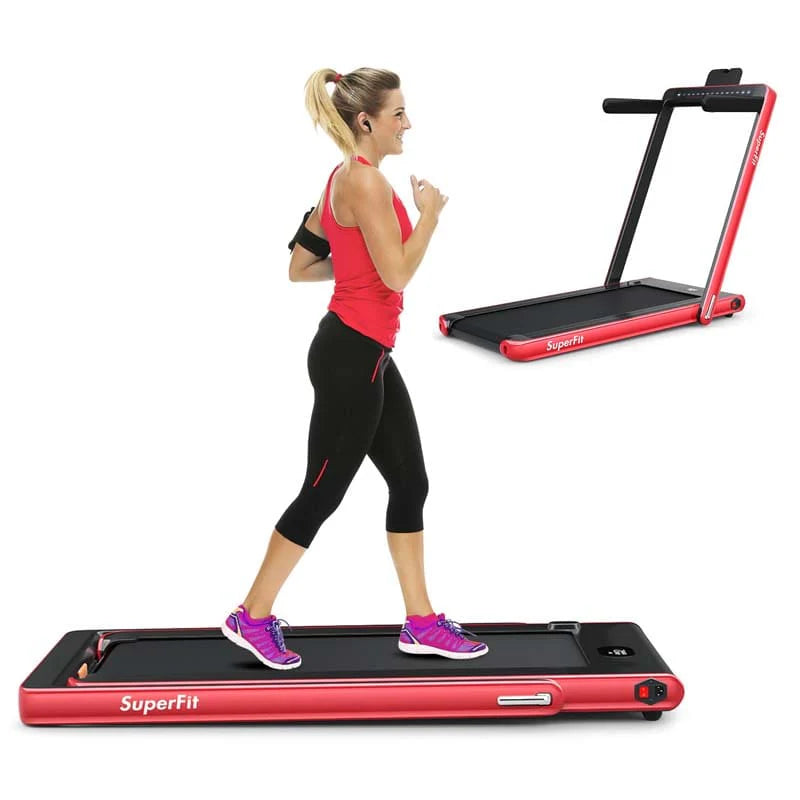 2 In 1 Folding Treadmill, 2.25 HP, 40 in x 16 in Running Area, Dual Display And App Control