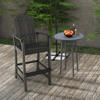Outdoor HDPE Tall Adirondack Counter Height Bar Stool With Armrests And Footrest - 30Quot