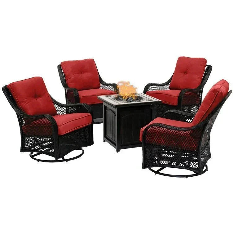 5-Piece Steel Patio Fire Pit Seating Set With Swivel Gliders - Orleans Collection
