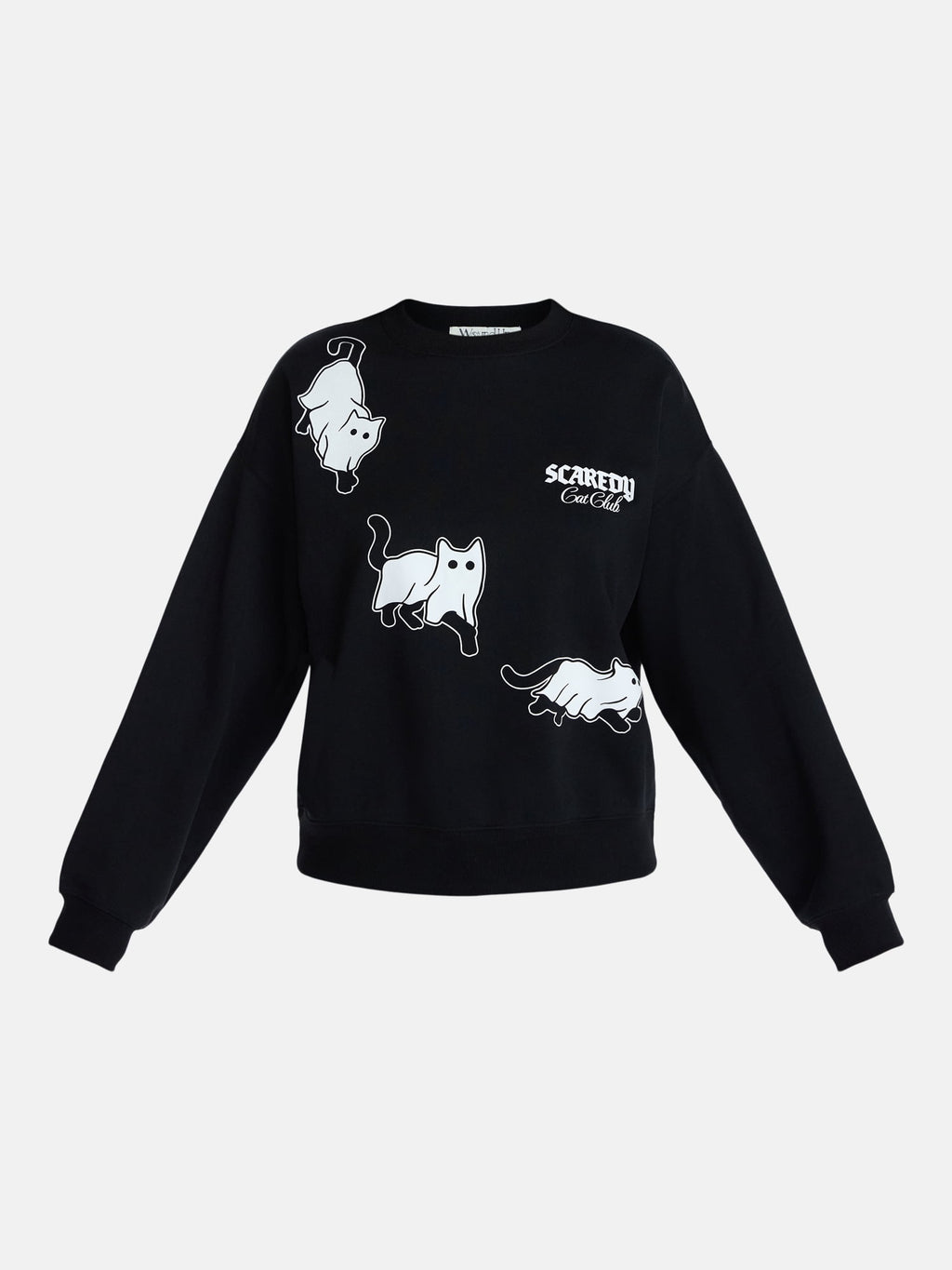 Scaredy Cat Club Women's Halloween Graphic Crew Pullover Sweatshirt