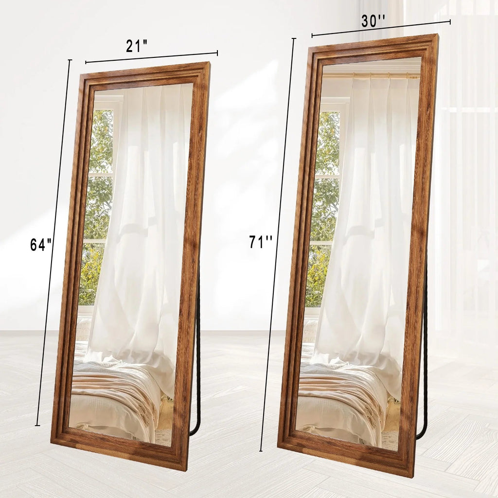 BEAUTYPEAK Full Length Floor Mirror With Stand, 64 x 21 in, Retro White
