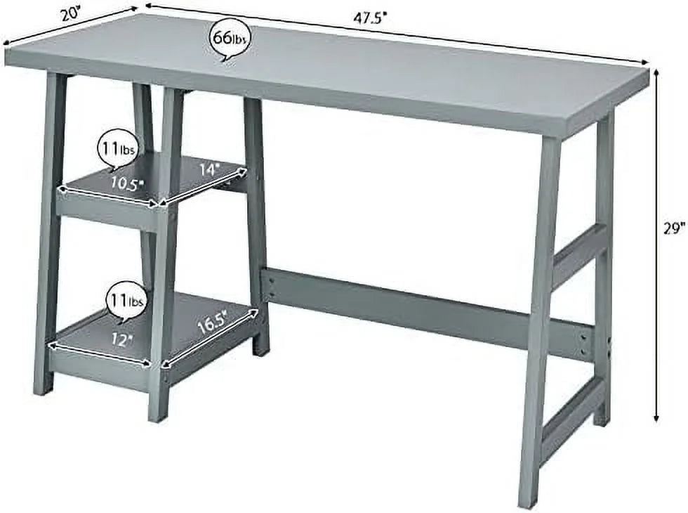 ASDRFYU Computer Desk With Shelves, 47.5in X 20in
