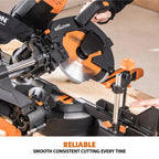 Evolution Dual Bevel Sliding Miter Saw With 10 in Multi-Material Cutting Blade - R255SMS-DB+