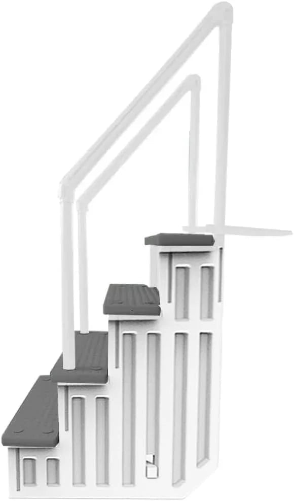 Aqua Select Anti-Slip In-Pool Steps, Gray, 28in W x 81in H, 300 lbs Capacity - For Above Ground Pools