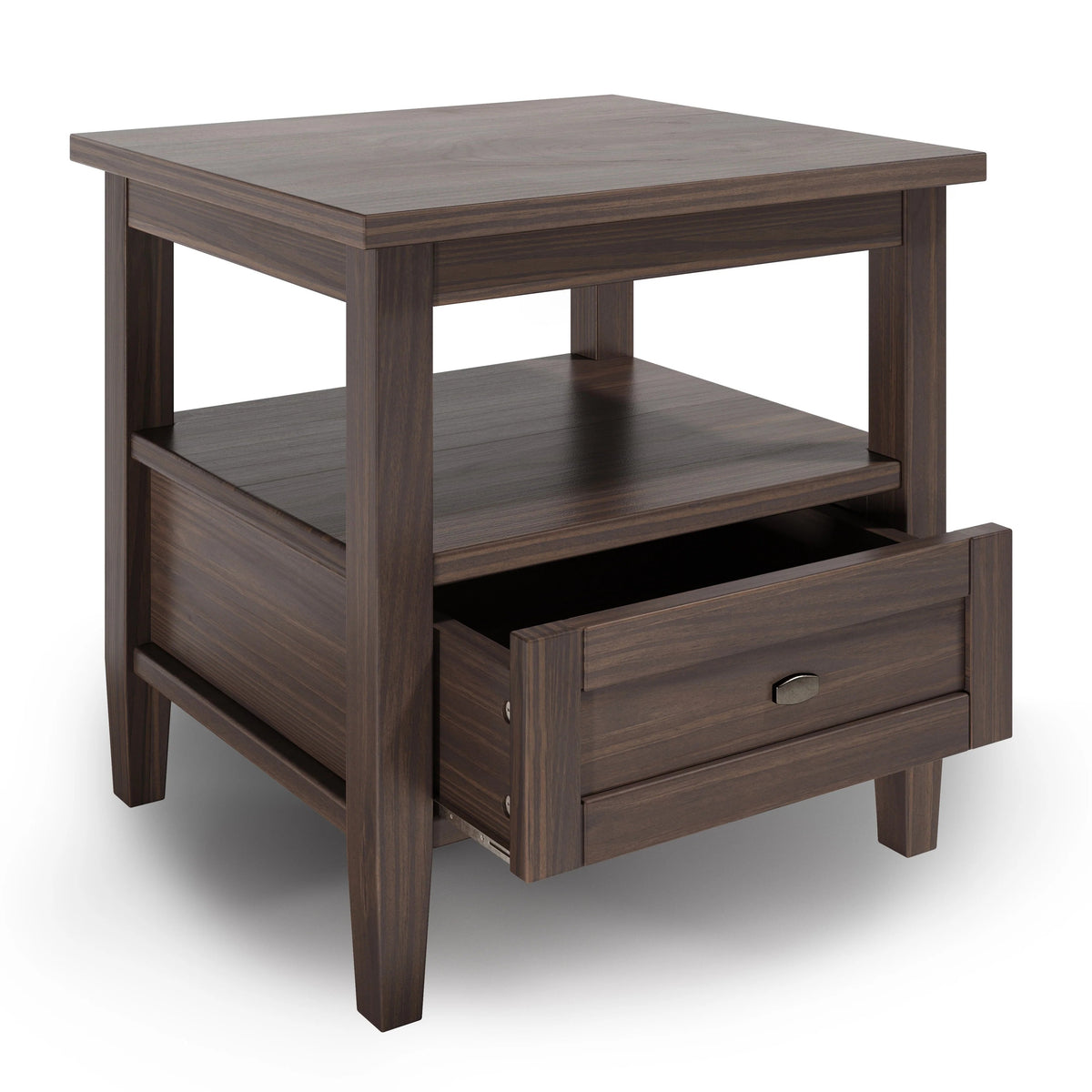 Solid Wood Rectangle End Table With Drawer And Shelf, 18.1in D x 20in W x 19.5in H - Norfolk