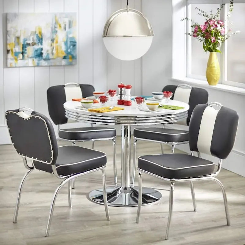 Simple Living 5-Piece Dining Set With Round Table And 4 Chairs - Raleigh Retro
