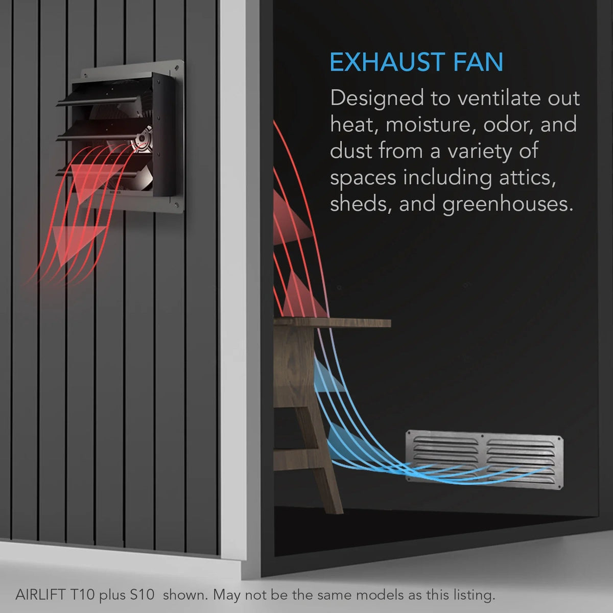 AC Infinity AIRLIFT T10 10-inch Shutter Exhaust Fan With WiFi App-Compatible Temperature Humidity Controller